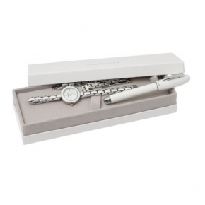 Zestaw CPBM352 - zegarek CMM323 `Pompadour Blanc` + długopis CSM3524 `Mini aquarelle Blanc`